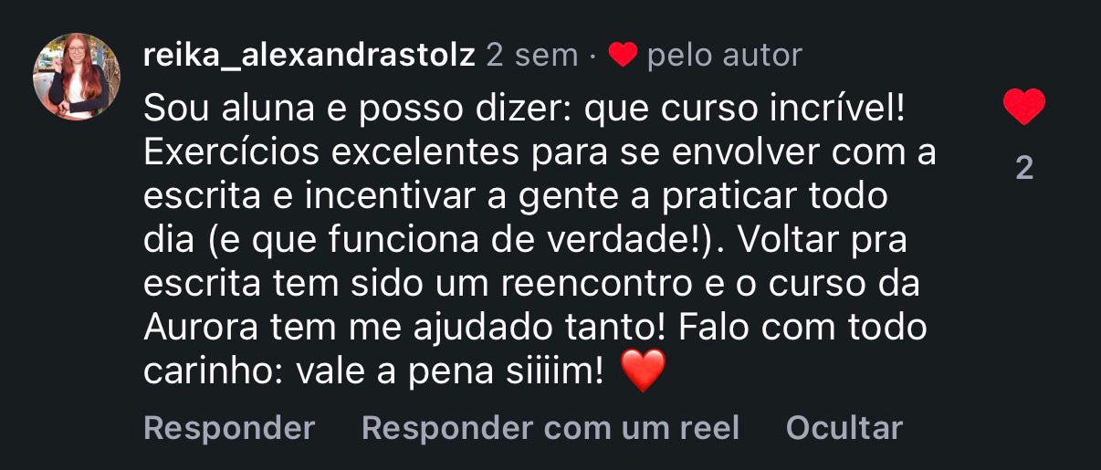 Depoimento de aluno